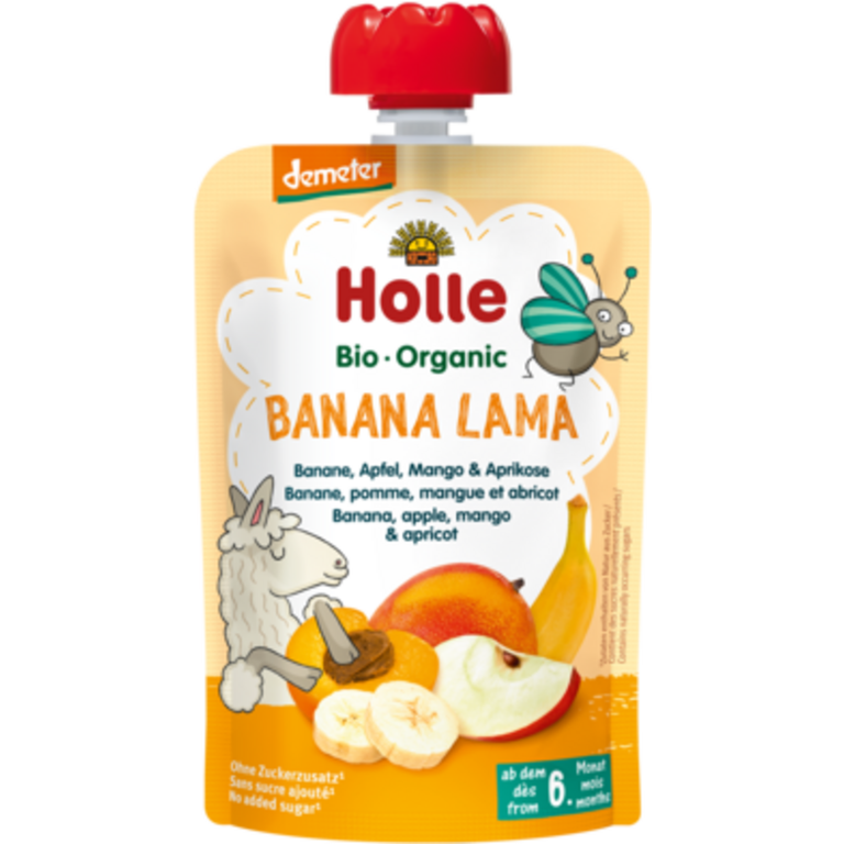 Holle пюре пауч банан, ябълка, манго и кайсия 100г - topcho-online.bg Holle пюре пауч банан, ябълка, манго и кайсия 100г