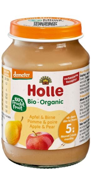 Holle пюре ябълка и круша 190г - topcho-online.bg Holle пюре ябълка и круша 190г