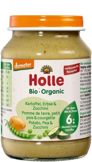 Holle пюре картоф, грах и тиквички 190г - topcho-online.bg Holle пюре картоф, грах и тиквички 190г