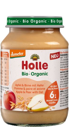 Holle пюре ябълка, круша и овес 190г - topcho-online.bg Holle пюре ябълка, круша и овес 190г