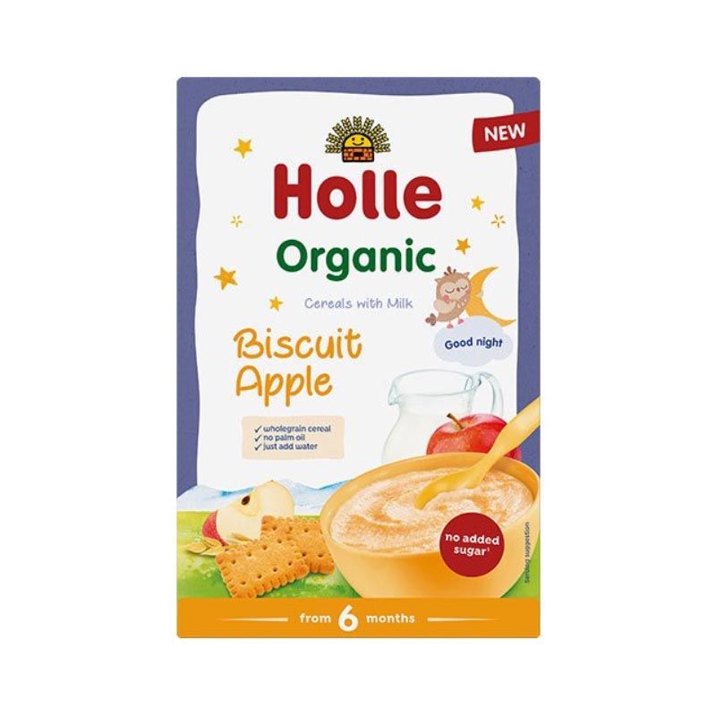 Holle БИО млечна каша ябълки и бисквити 250г - topcho-online.bg Holle БИО млечна каша ябълки и бисквити 250г