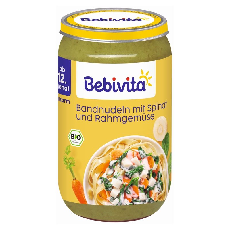 Bebivita БИО Талиатели, спанак, зеленчуци и сметана 250г (12+ месеца)
