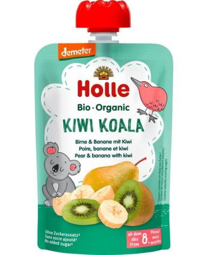 Holle пюре пауч круша, банан и киви 100г