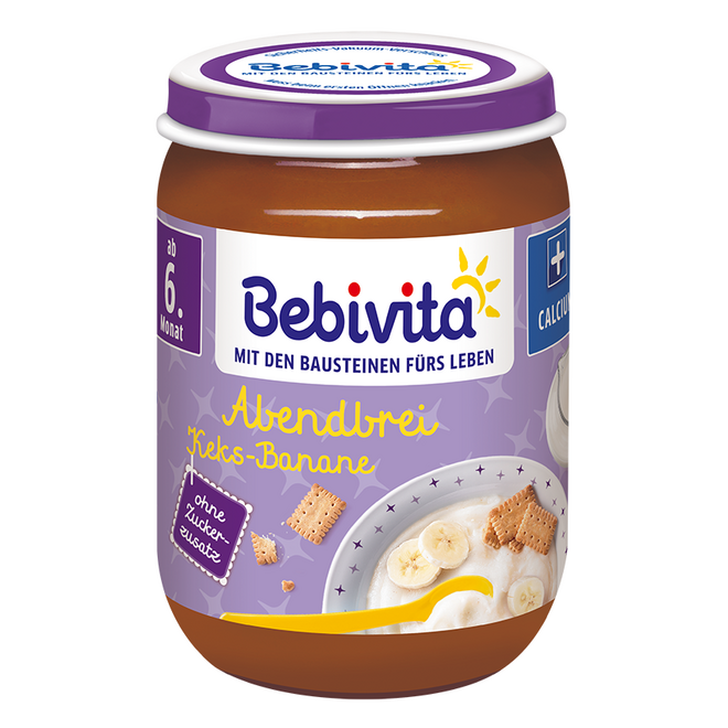 Bebivita БИО млечна каша „Лека нощ“ с грис, бисквити и банан 190г