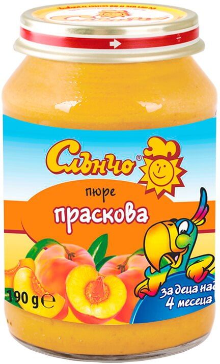 Слънчо пюре от праскови – 190 г - topcho-online.bg Слънчо пюре от праскови – 190 г