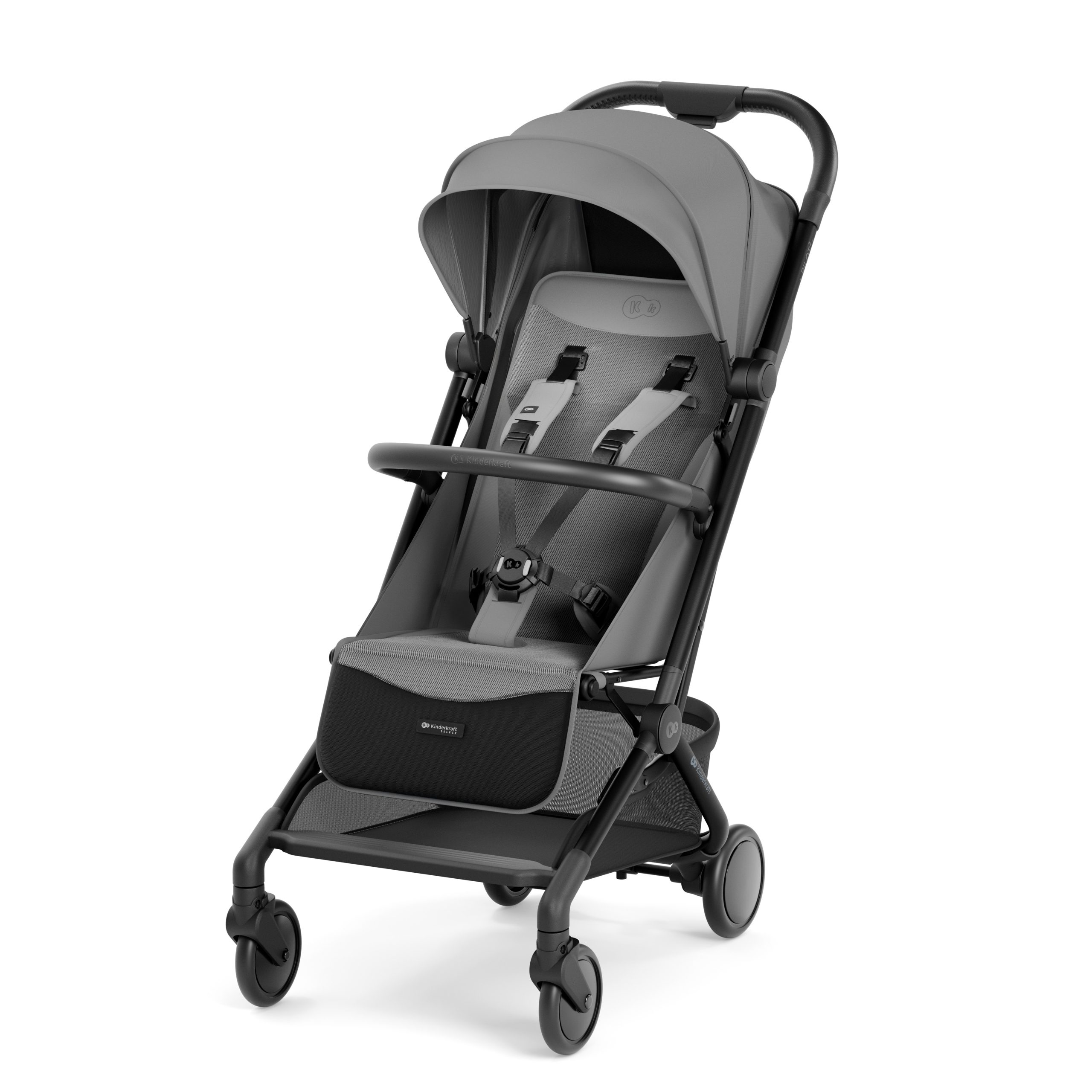 Kinderkraft Pilot 2 Platinum Gray – разгъната количка с преден изглед