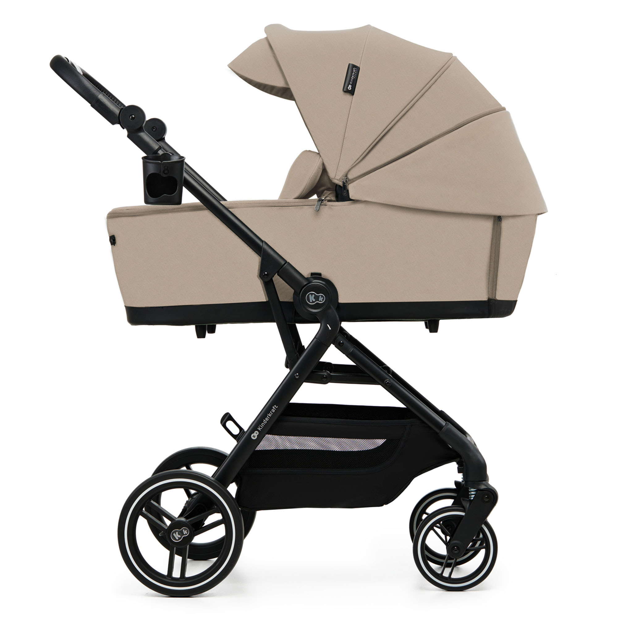 Kinderkraft YOXI 3 в 1 Sand Beige с кош за новородено – изглед отстрани