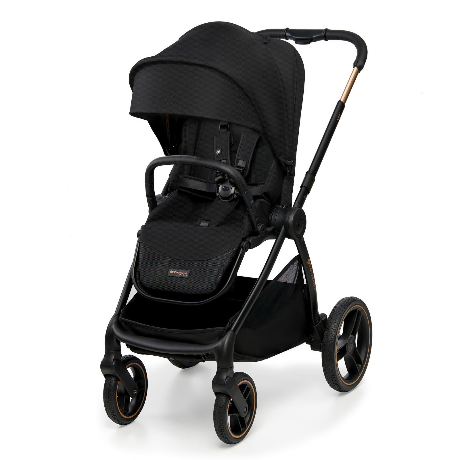 KinderKraft NEA 2 количка 2 в 1 Midnight Black, кош за новородено и седалка