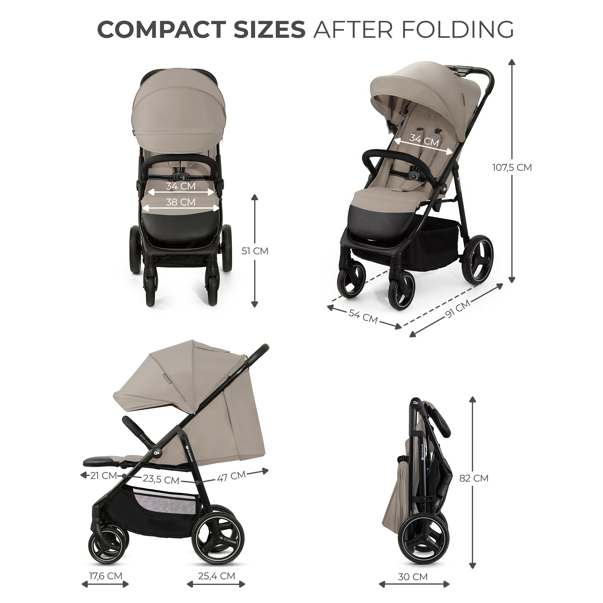 Kinderkraft TRIG 3 бебешка количка STONE BEIGE