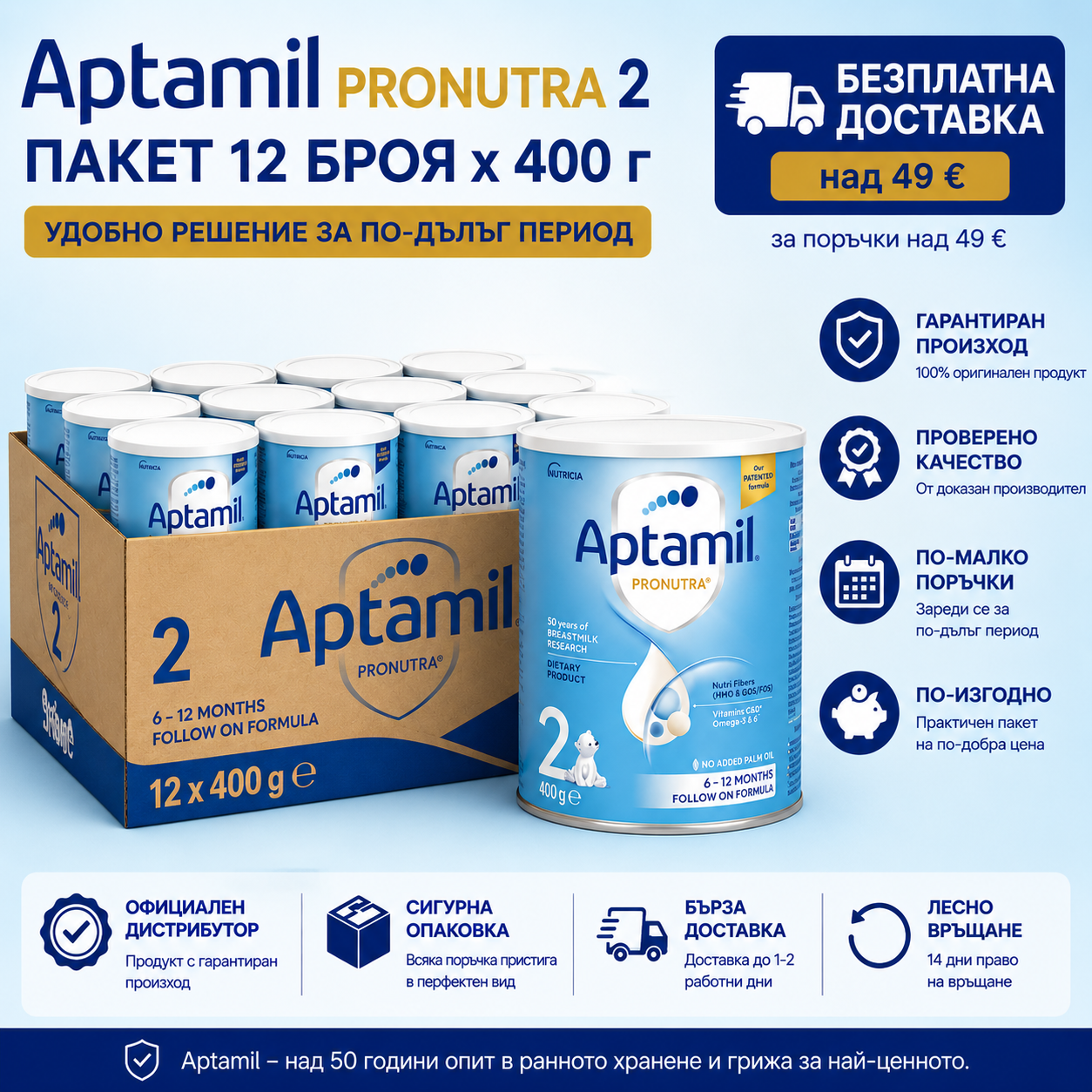 Aptamil Pronutra 2 400 г пакет 12 броя